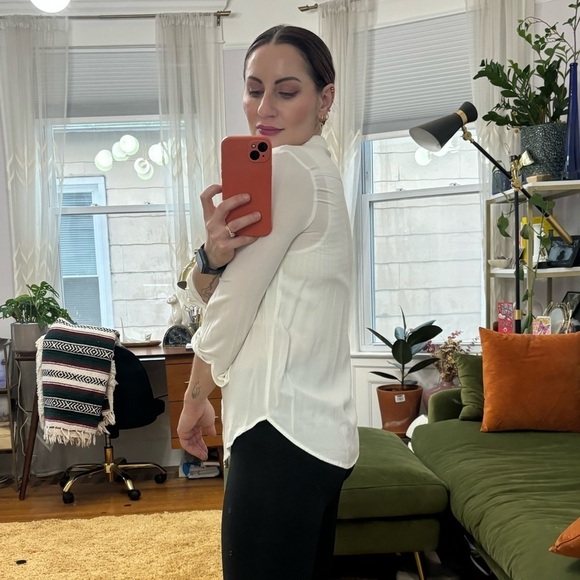 H&M White Button Down Casual Top / Shirt Sz 4 - Picture 11 of 11